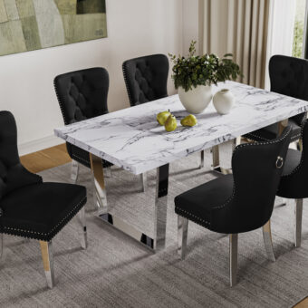 Set de table à manger et chaises Noir T3355