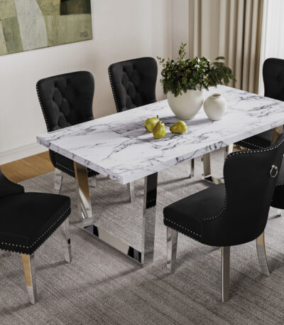 Set de table à manger et chaises Noir T3355