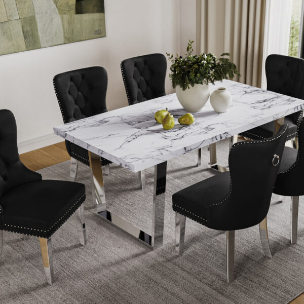 Set de table à manger et chaises Noir T3355